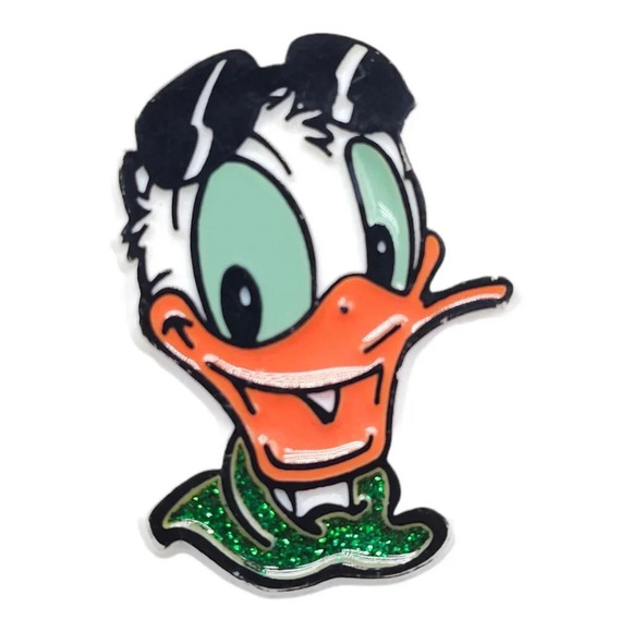 The Walt Disney Donald Duck Plastic Brooch Pin Gold Tone Vintage - Picture 1 of 5